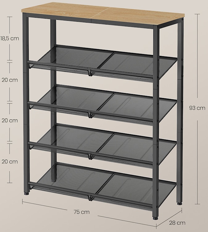 Szafka na buty Sonvero z czterema półkami 75 cm dąb sonoma  - zdjęcie 4