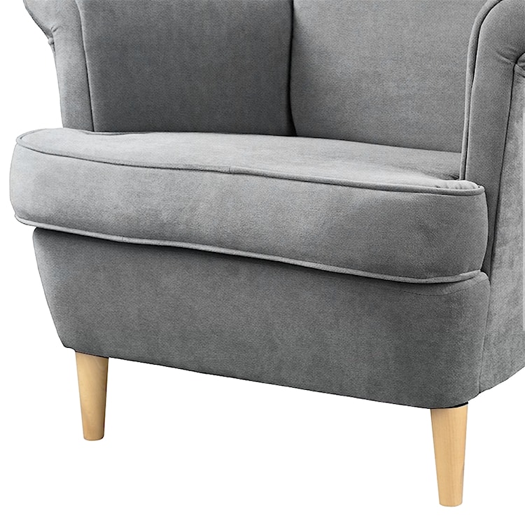 Fotel z podnóżkiem Malmo jasnoszary w tkaninie Easy Clean na bukowych nóżkach  - zdjęcie 3