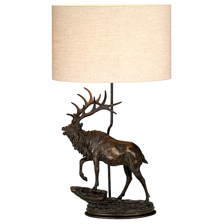 Lampa stołowa Anegio z jeleniem vintage biała/brązowa  - zdjęcie 3