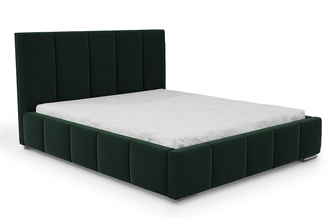 Łóżko tapicerowane 180x200 cm Bodera z pojemnikiem zielone w tkaninie hydrofobowej 