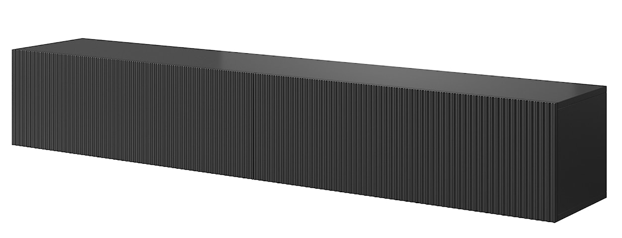 Szafka RTV Veldio z frezowanym frontem 175 cm Czarna wisząca  - zdjęcie 4