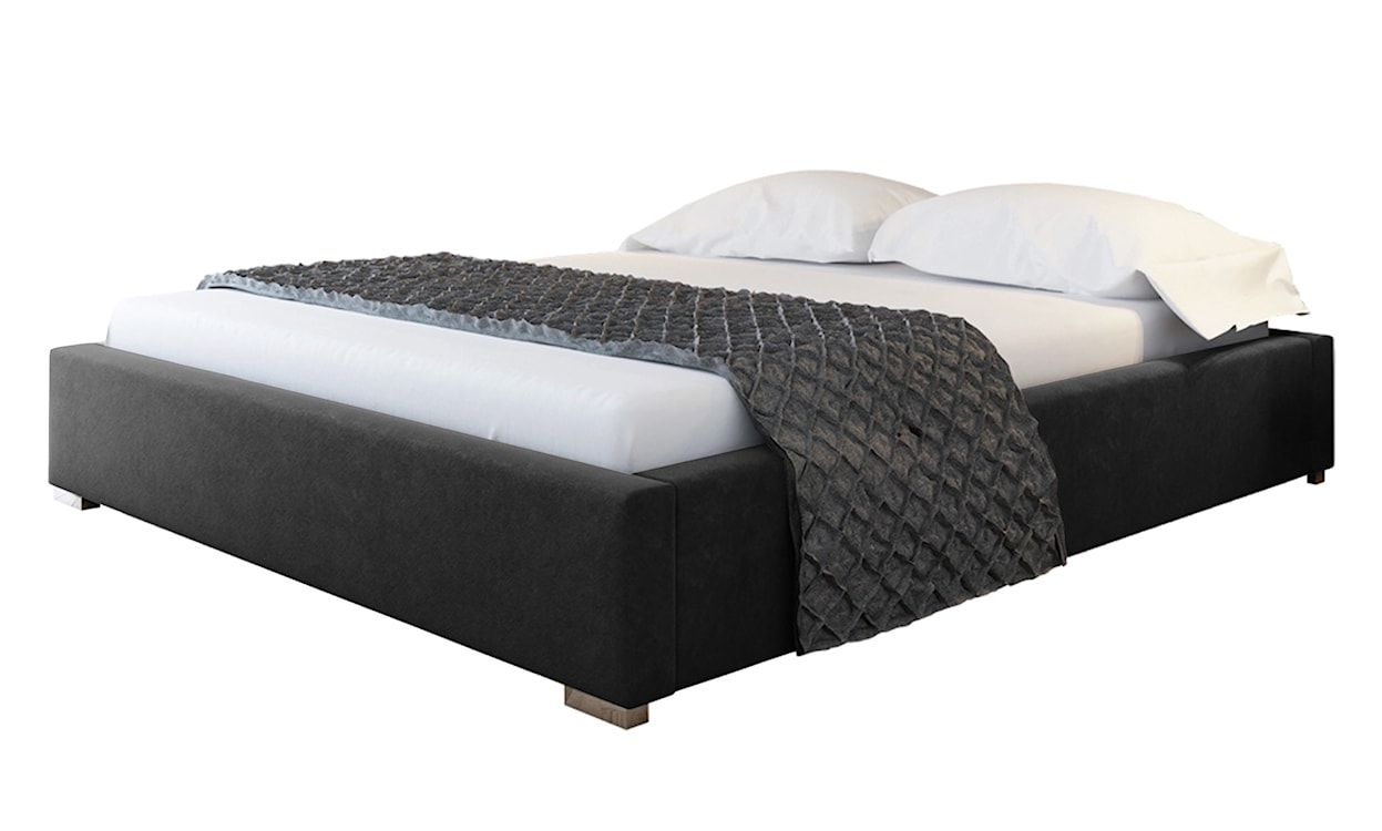 Łóżko tapicerowane Plene 160x200 ze stelażem metalowym i pojemnikiem ciemnoszare hydrofobowe 