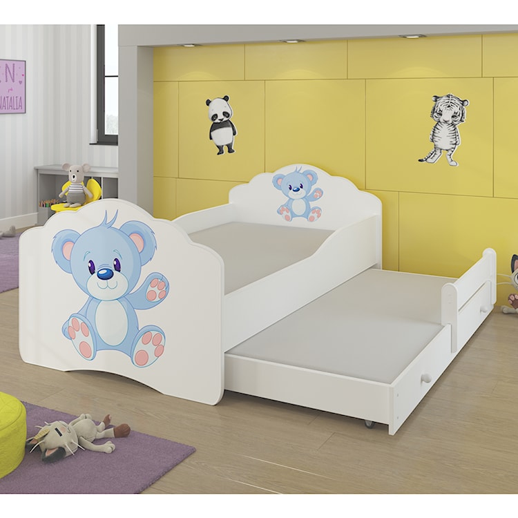 Łóżko dziecięce podwójne Ruhsen 160x80 cm Niebieski Miś  - zdjęcie 2