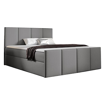 Łóżko kontynentalne Morrone 160x200 z dwoma pojemnikami, materacem i topperem szare