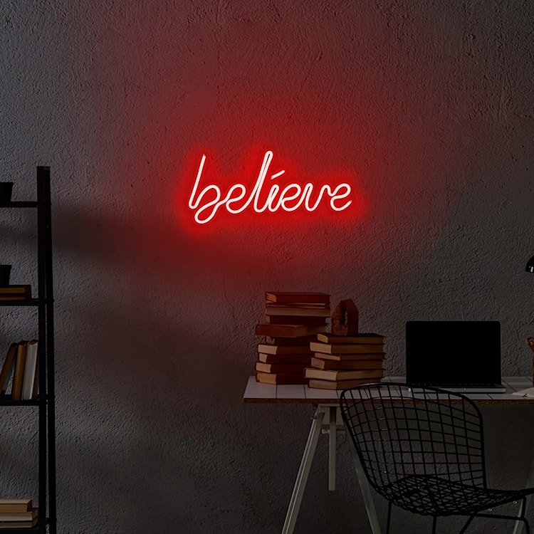 Neon na ścianę Letely z napisem Believe czerwony  - zdjęcie 4