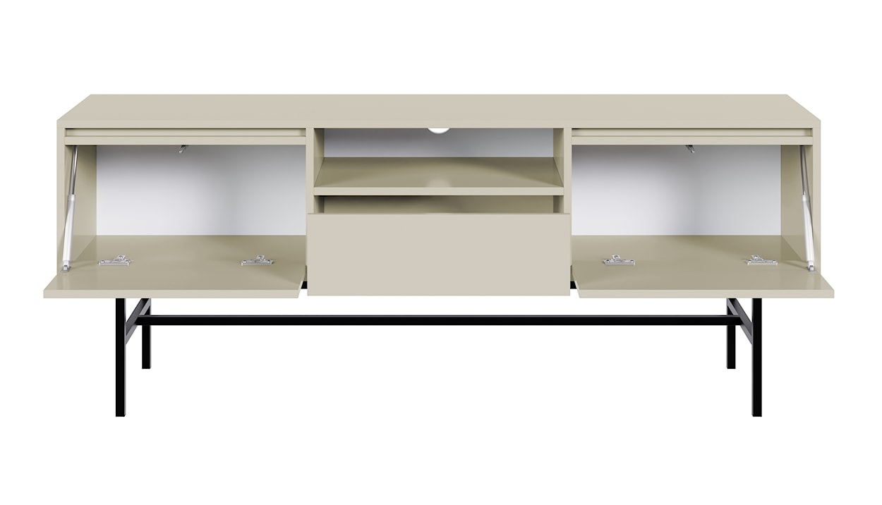 Szafka RTV dwudrzwiowa Evo z szufladą i stelażem 154 cm kaszmir  - zdjęcie 5
