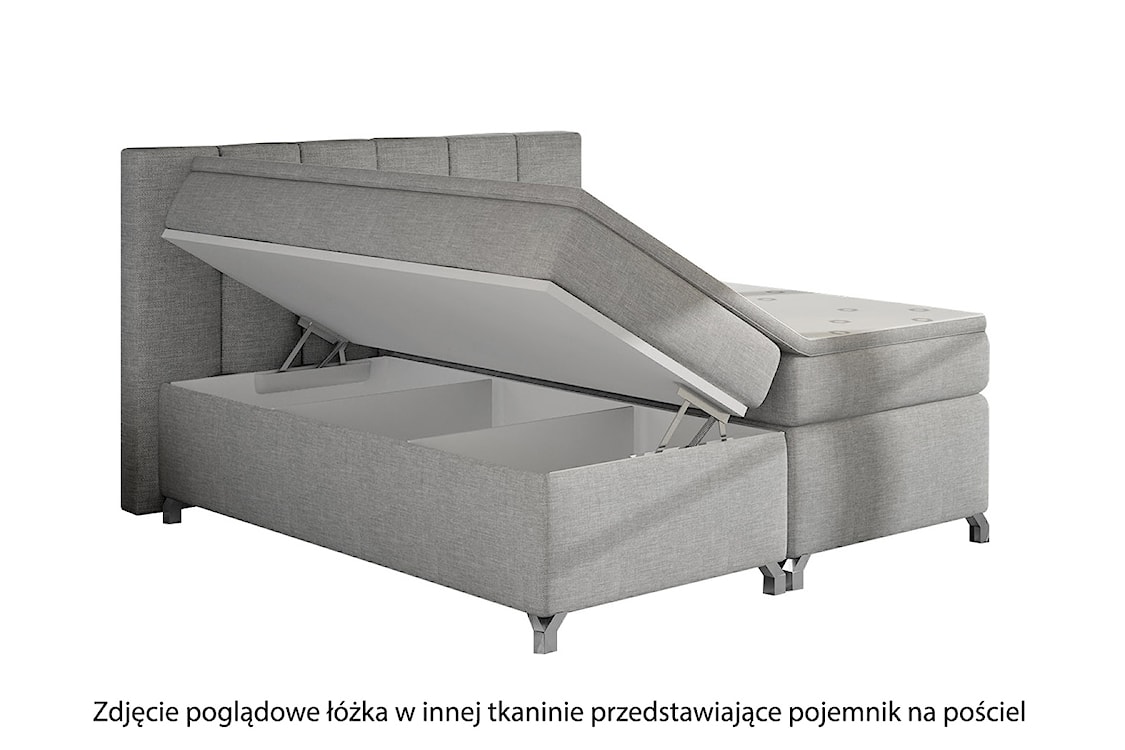 Łóżko kontynentalne Zonti 160x200 cm z pojemnikiem szare plecionka  - zdjęcie 4