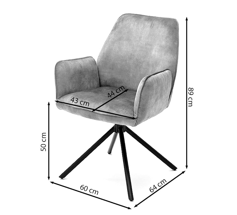 Krzesło z podłokietnikami Toryders brązowy welur  - zdjęcie 4