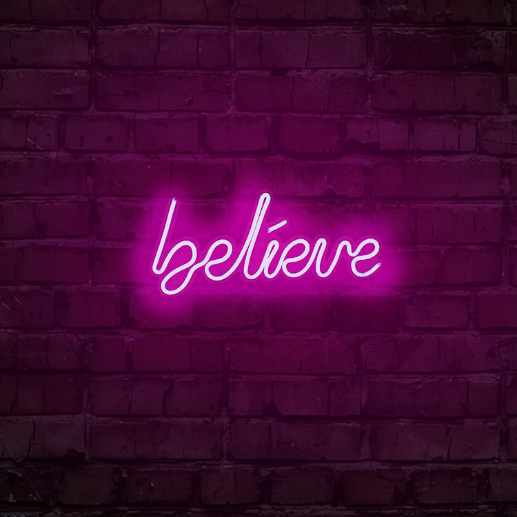 Neon na ścianę Letely z napisem Believe różowy  - zdjęcie 2