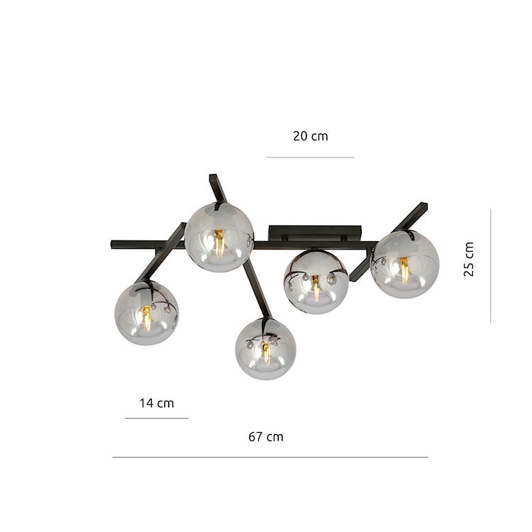 Lampa sufitowa Mohants x5 czarno-grafitowa  - zdjęcie 6