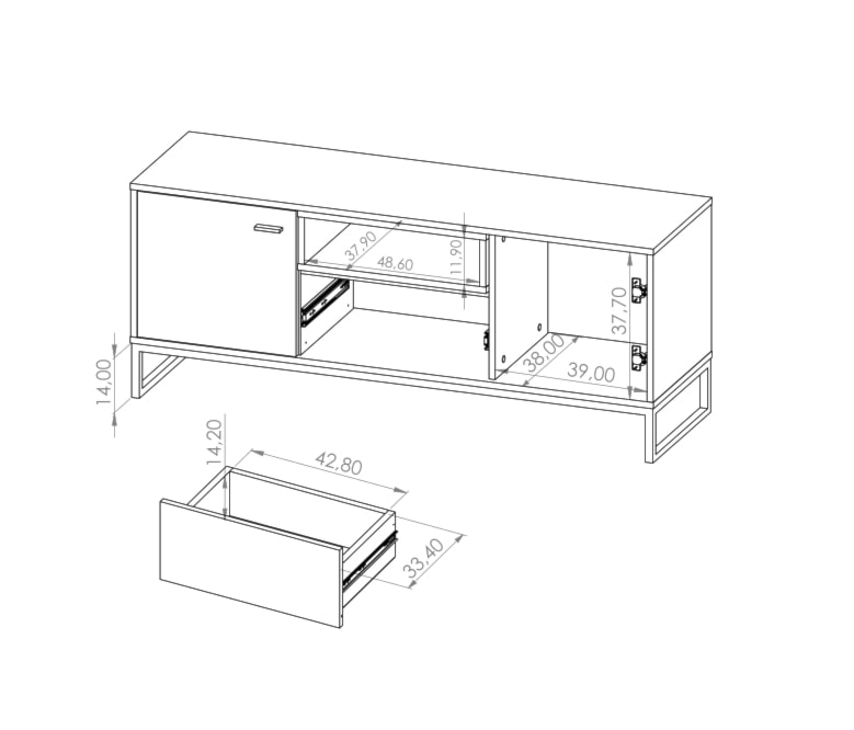 Szafka RTV Bonila 135 cm z szufladą biała / dąb artisan  - zdjęcie 5