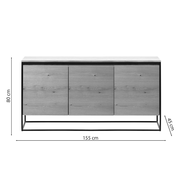 Komoda trzydrzwiowa Prograle 155 cm dąb palony/czarny  - zdjęcie 8