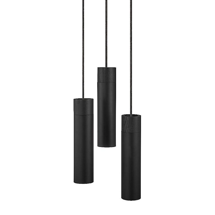 Lampa wisząca Tilo x3 czarna z drewnianym pierścieniem  - zdjęcie 3