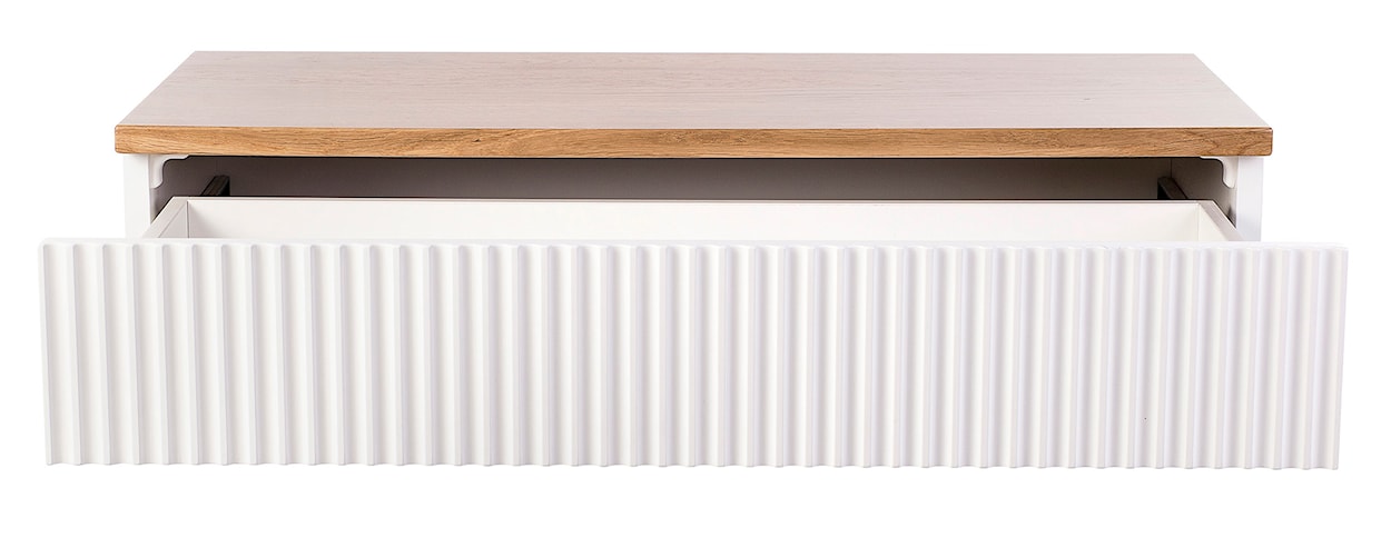 Toaletka Lonidos 80x35 cm wisząca biała z dębowym blatem lamele  - zdjęcie 2