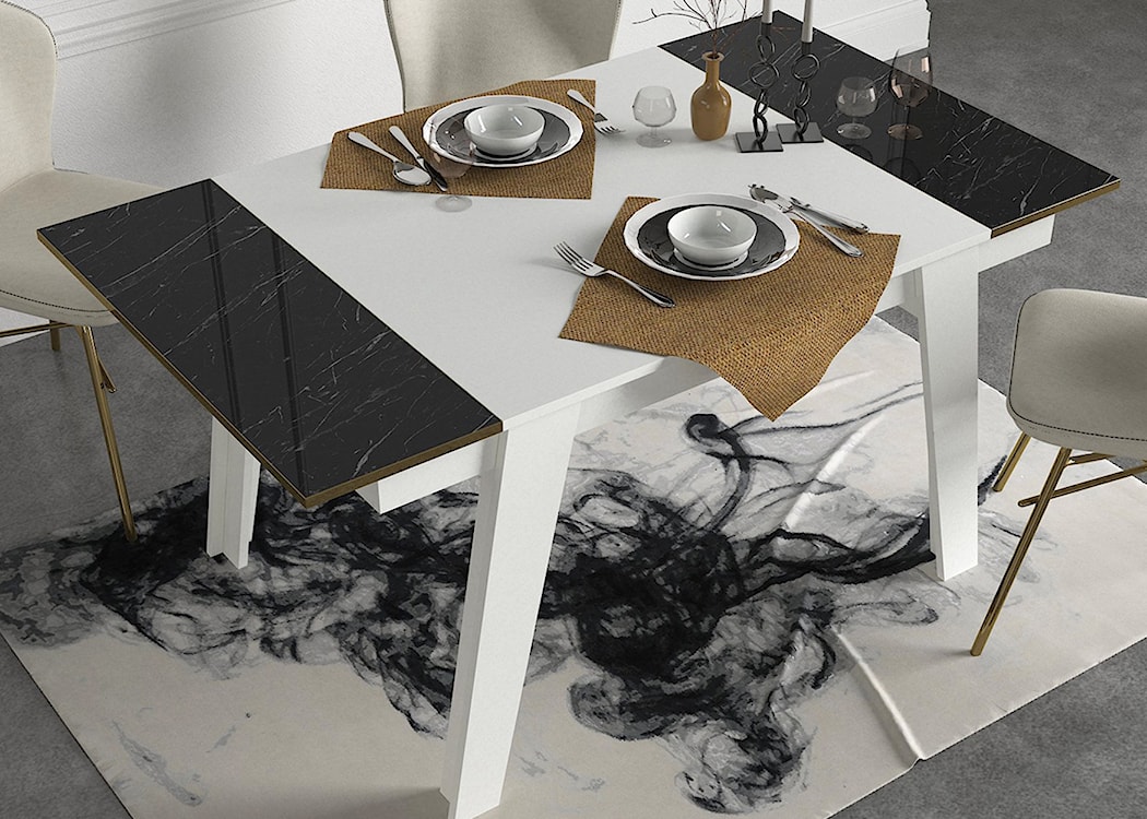 Stół do jadalni Nostirt 148,5x85 cm biało-czarny  - zdjęcie 5