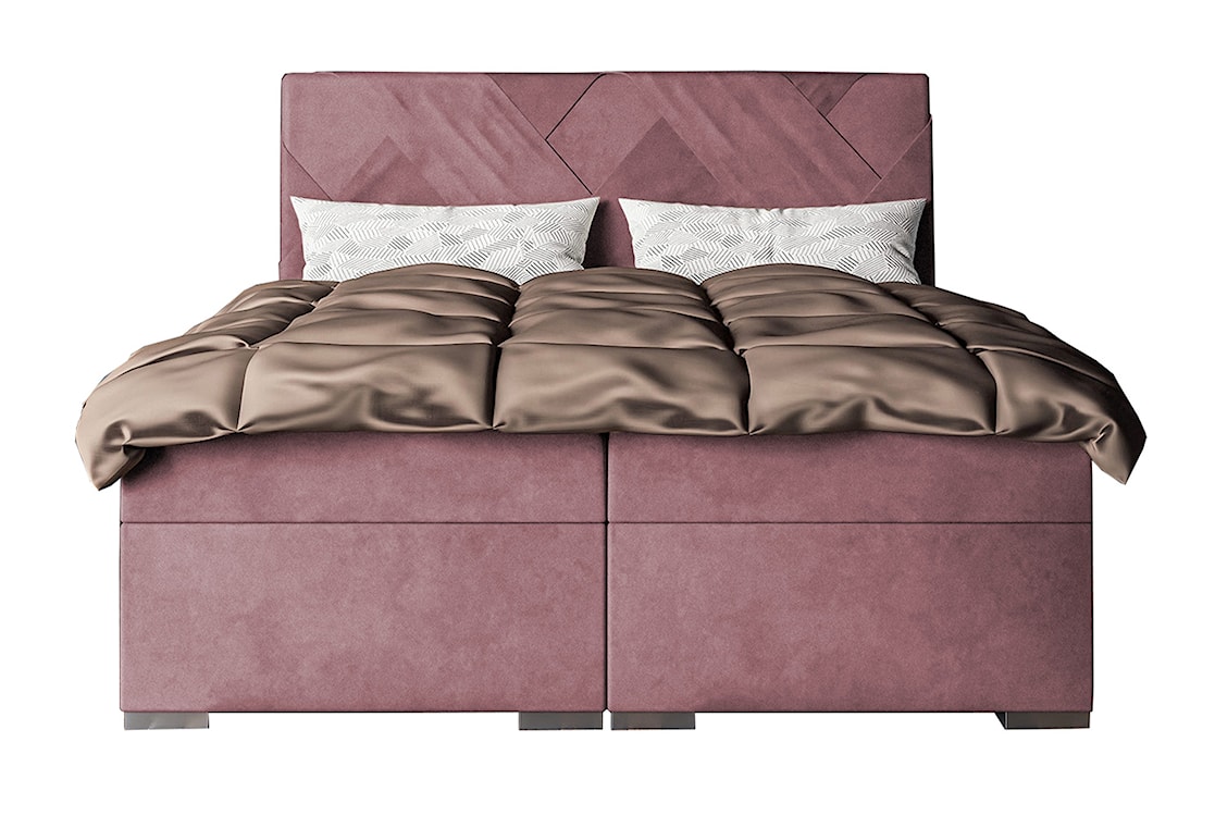 Łóżko kontynentalne 140x200 cm Lestrangie z pojemnikami i topperem różowe welur hydrofobowy  - zdjęcie 3