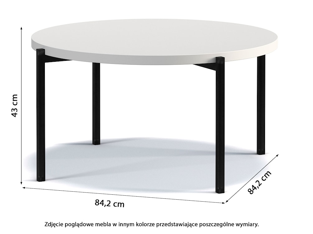 Stolik kawowy Kortala okrągły 80 cm czarny mat niski  - zdjęcie 3