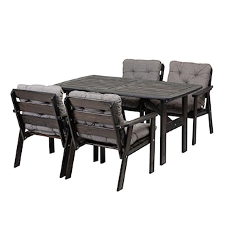 Zestaw mebli ogrodowych Avoints stół z 4 krzesłami szary i szarymi poduszkami