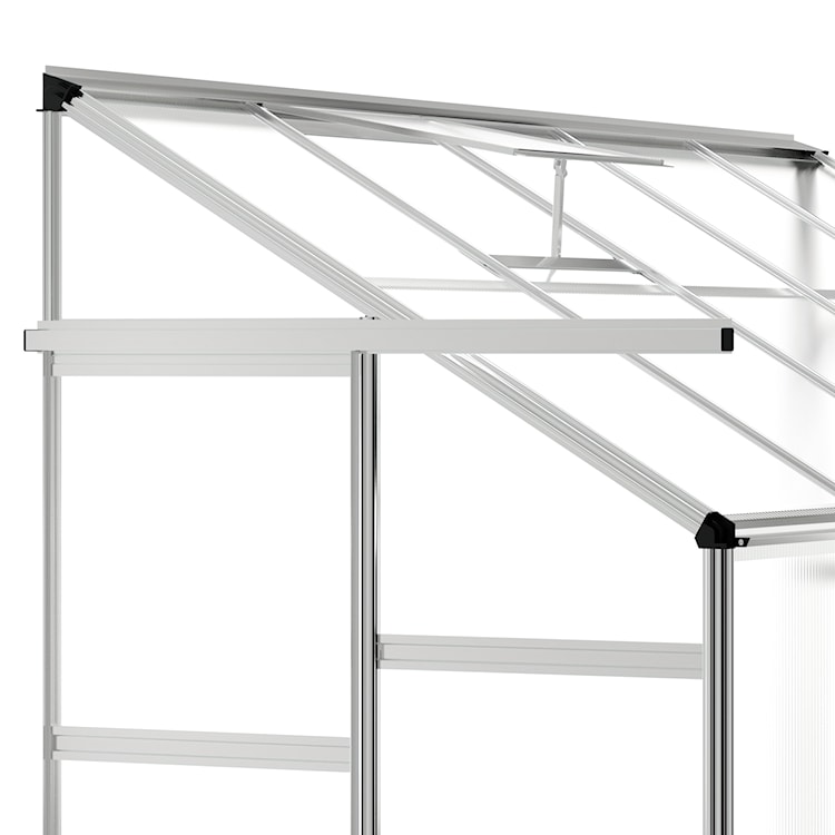 Szklarnia ogrodowa aluminiowa poliwęglanowa 3,78 m2 pięciosekcyjna z fundamentem 124x305 cm srebrna  - zdjęcie 4