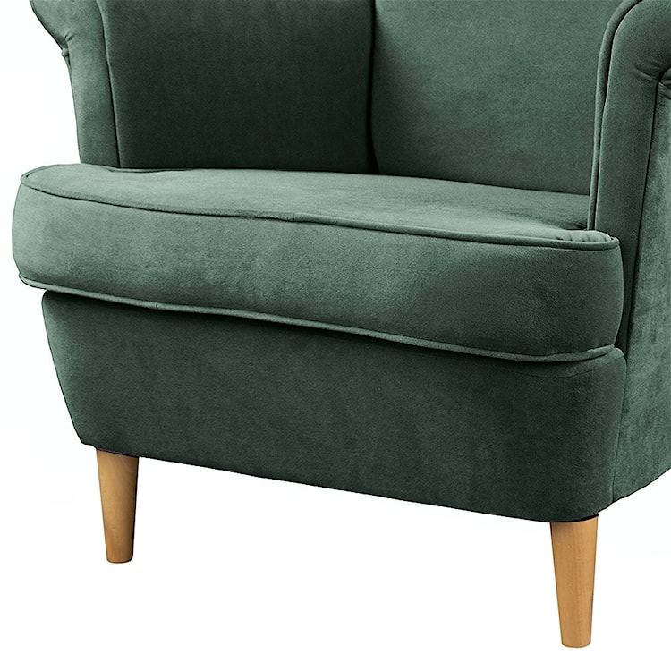 Fotel z podnóżkiem Malmo butelkowa zieleń w tkaninie Easy Clean na bukowych nóżkach  - zdjęcie 4