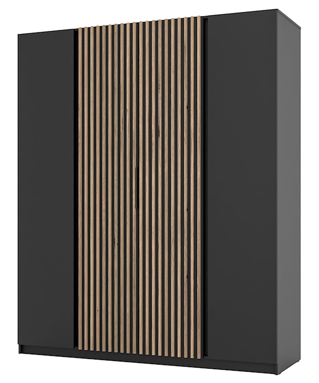 Szafa Kaja czterodrzwiowa z lamelami od środka 200 cm czarna