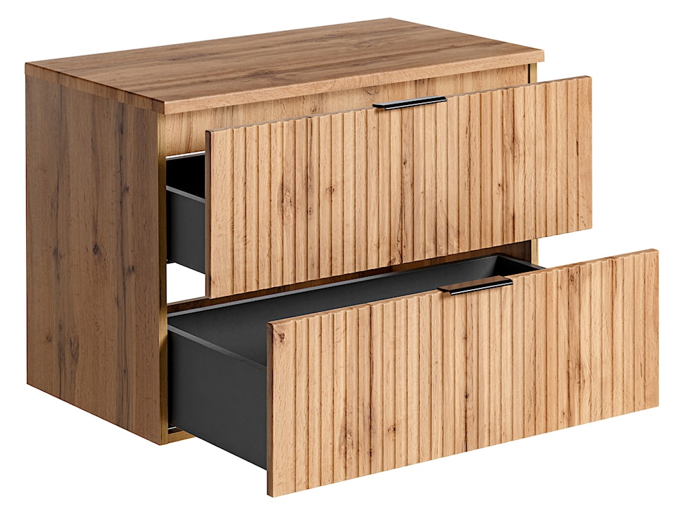 Szafka pod umywalkę Temirni 80 cm dąb wotan lamele z blatem  - zdjęcie 5