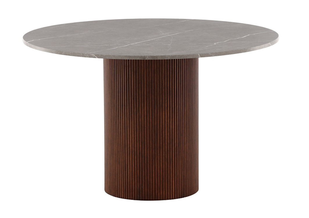 Stół do jadalni Provars okrągły średnica 120 cm szary marmur/lamele