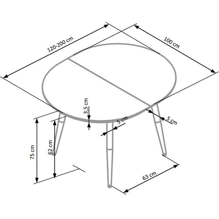 Stół rozkładany Lerma 120-200x100 cm biały - dąb miodowy  - zdjęcie 6