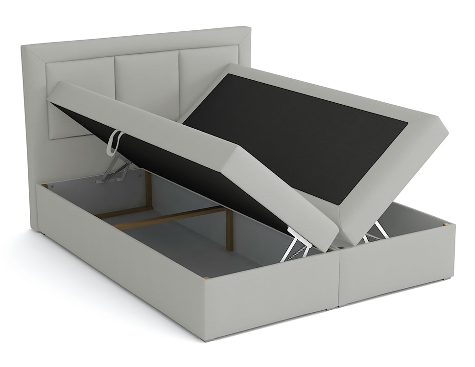 Łóżko kontynentalne 180x200 cm Ligma z pojemnikami i topperem jasnoszare velvet hydrofobowe  - zdjęcie 3