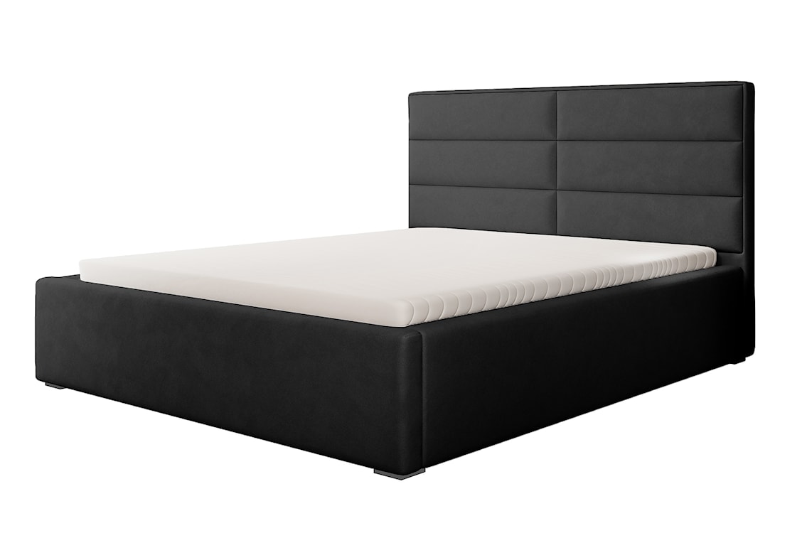 Łóżko tapicerowane 160x200 cm Valdamone z pojemnikiem hydrofobowe czarne
