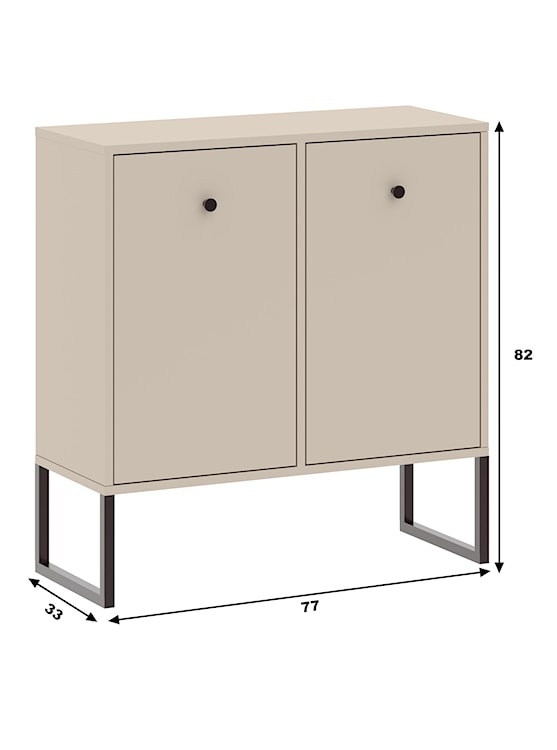 Komoda dwudrzwiowa Linea 77 cm na metalowych nogach szary beż  - zdjęcie 3