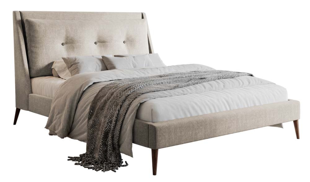 Łóżko tapicerowane Bushel 160x200 cm beżowe 