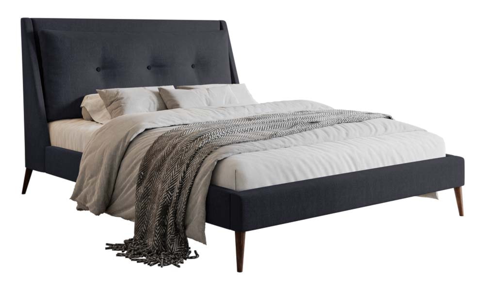 Łóżko tapicerowane Bushel 160x200 cm ciemnoszare