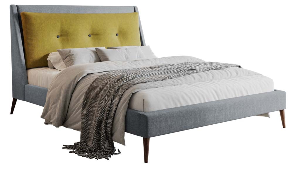 Łóżko tapicerowane Bushel 180x200 cm żółto-szare