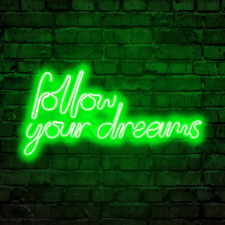 Neon na ścianę Letely z napisem Follow Your Dreams zielony  - zdjęcie 2