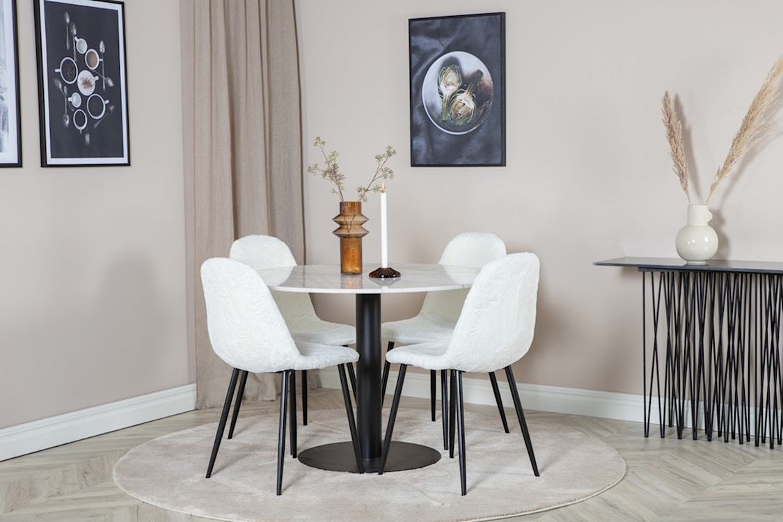Krzesło tapicerowane Plorility białe/sztuczne futerko  - zdjęcie 2