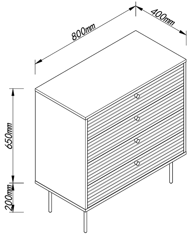 Komoda Ossively z czterema szufladami mokka  - zdjęcie 2