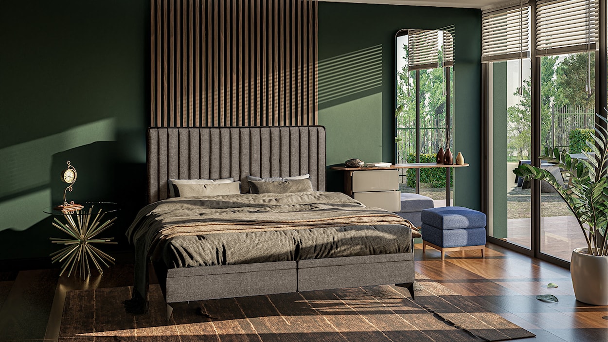 Łóżko tapicerowane 140x200 cm Fagnano z pojemnikami brązowe  - zdjęcie 4