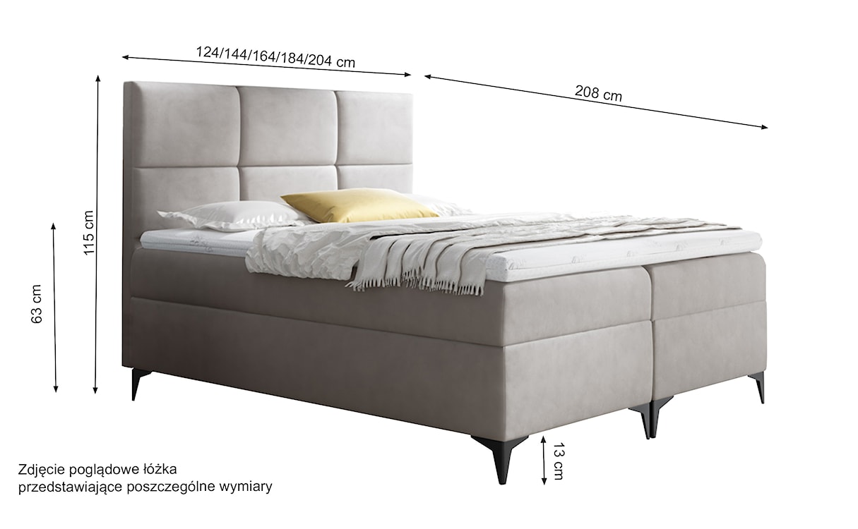 Łóżko kontynentalne Firome 120x200 z dwoma pojemnikami, materacem i topperem grafitowe hydrofobowe  - zdjęcie 3