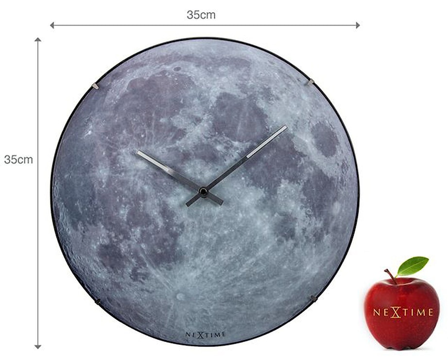 Zegar ścienny Moon Dome średnica 35 cm szary fluorescencyjny  - zdjęcie 6