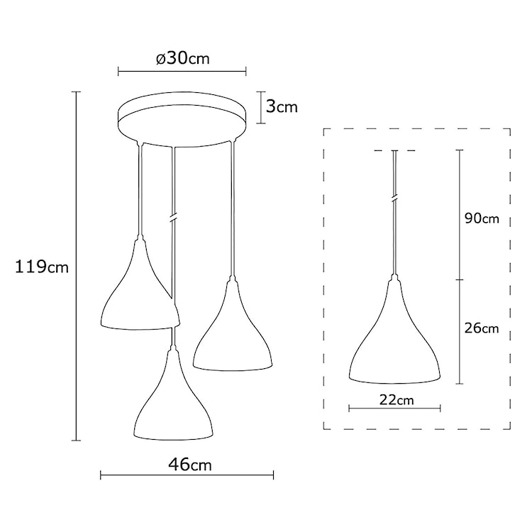 Lampa wisząca Staice x3 na okrągłej podsufitce średnica 46 cm czarna  - zdjęcie 5