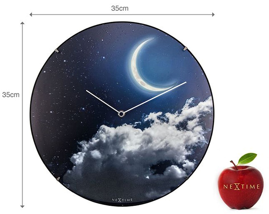 Zegar ścienny New Moon Dome średnica 35 cm niebieski fluorescencyjny  - zdjęcie 5