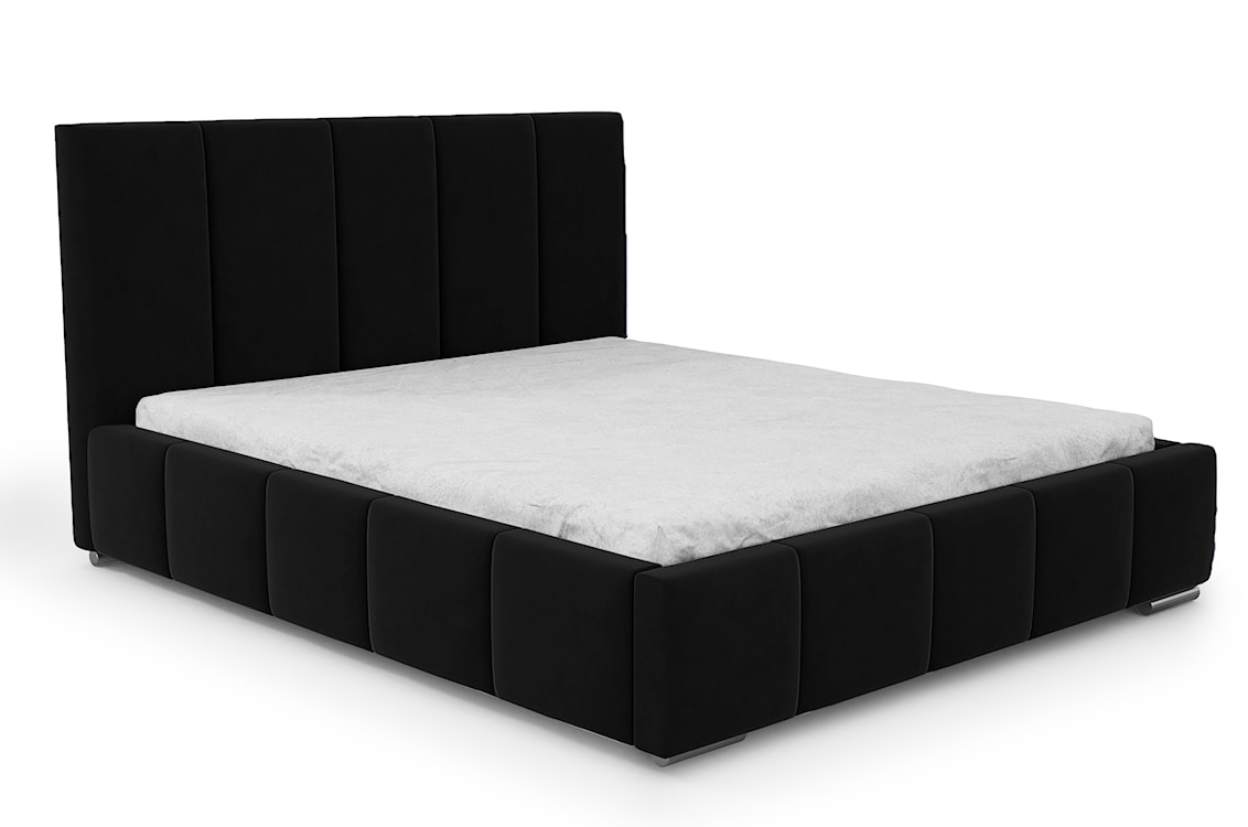 Łóżko tapicerowane 180x200 cm Bodera z pojemnikiem czarne w tkaninie hydrofobowej 