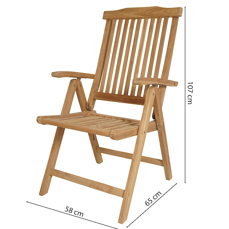 Krzesło ogrodowe Syntare rozkładane z drewna tekowego  - zdjęcie 10