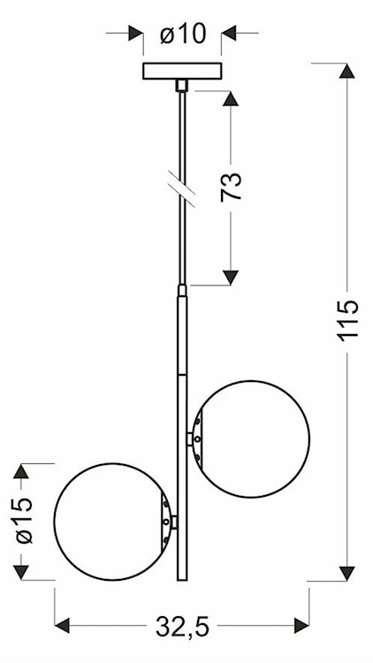 Lampa wisząca Duo x2 czarno-złota z białymi kloszami  - zdjęcie 3