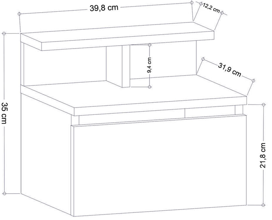 Szafka nocna Nastiles z półką wisząca 39,8 cm biała  - zdjęcie 6