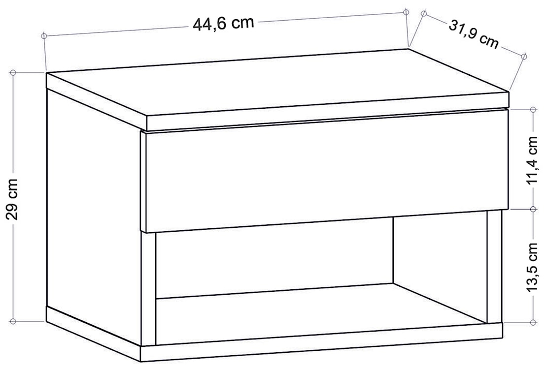 Szafka nocna Alvently z półką wisząca 44,6 cm biała  - zdjęcie 6