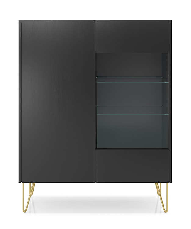 Witryna dwudrzwiowa Dohana ze złotymi nogami 97 cm Czarny/Czarny marmur  - zdjęcie 4