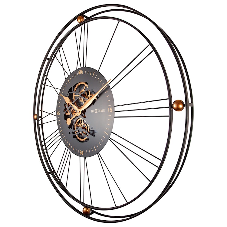 Zegar ścienny Roman Gear 90 cm czarno-złoty  - zdjęcie 5