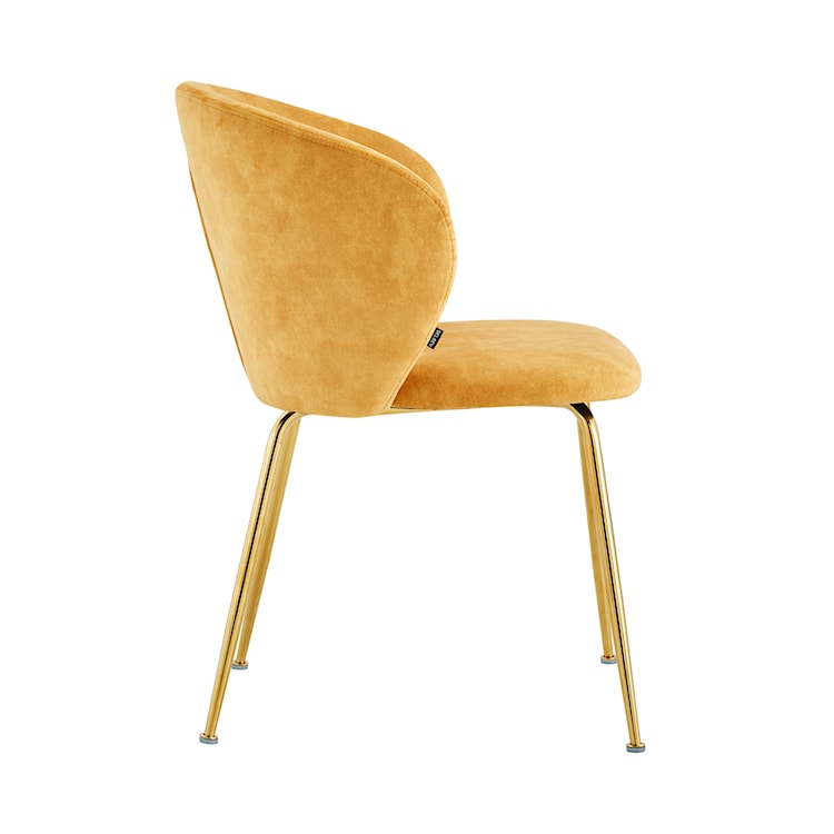 Krzesło tapicerowane Mealize w tkaninie hydrofobowej żółty velvet na złotych nogach  - zdjęcie 2